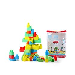 Babyhug Premium 40 Pcs Mega Size First Builders Toddler Blocks| Building and Construction Interlocking Jumbo Blocks with Big Building Storage Bag| Educational and Learning Toy for Pre-School Children| BIS Certified| Non-Toxic