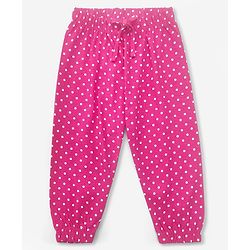 Babyhug Full Length Knitted Lounge Pant Dot Print - Fuchsia