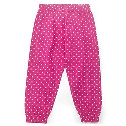 Babyhug Full Length Knitted Lounge Pant Dot Print - Fuchsia