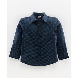 Babyhug Full Sleeves Party Shirt with Bow - Navy Blue