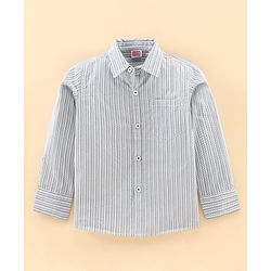 Babyhug Full Sleeves Party Shirt with Tie - Grey