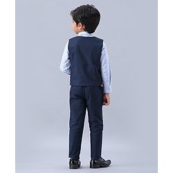 Babyhug 3 Piece Party Suit with Bow - White Navy