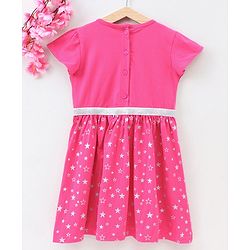 Babyhug Short Sleeves Frock Star & Text Print - Pink