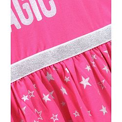 Babyhug Short Sleeves Frock Star & Text Print - Pink