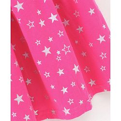 Babyhug Short Sleeves Frock Star & Text Print - Pink