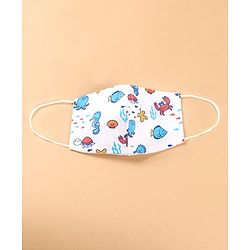 Babyhug Anti Viral Carbon Filter Face Mask Sea Print Pack Of 2 - Blue White
