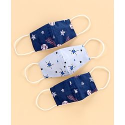 Babyhug Anti Viral Carbon Filter Printed Face Mask Pack Of 3 - Blue Red