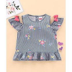 Babyhug Half Sleeves Top Striped Print - Blue