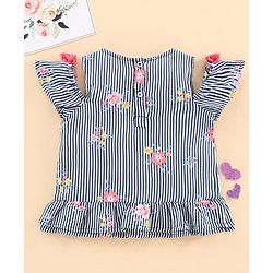 Babyhug Half Sleeves Top Striped Print - Blue