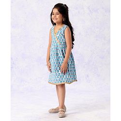 Babyhug Sleeveless Printed Ethnic Dress - Blue