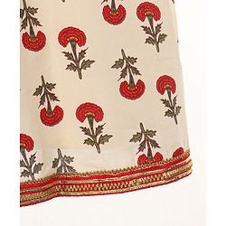 Babyhug Sleeveless Choli With Motif Print Lehenga and Netted Dupatta - Red Beige