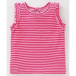 Babyhug Sleeveless Printed & Striped Tops Pack of 2 - Pink
