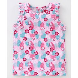 Babyhug Sleeveless Printed & Striped Tops Pack of 2 - Pink