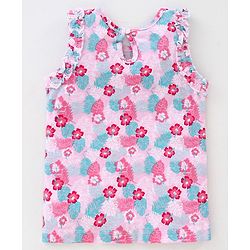 Babyhug Sleeveless Printed & Striped Tops Pack of 2 - Pink