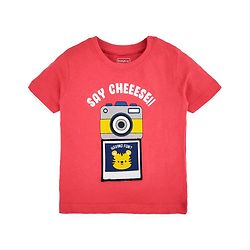 Babyhug Half Sleeves Tee Say Cheese Print - Red