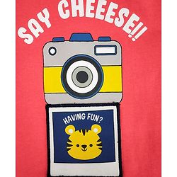 Babyhug Half Sleeves Tee Say Cheese Print - Red