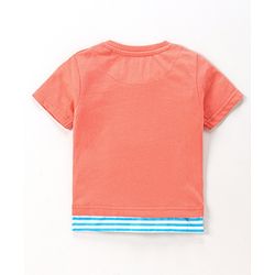 Babyhug Half Sleeves T-Shirt Turtle & Fish Print - Coral