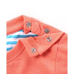 Babyhug Half Sleeves T-Shirt Turtle & Fish Print - Coral