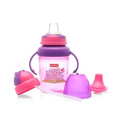 Babyhug 3 in 1 Anti Colic Nipple Spout and Straw Sipper Pink - 270 ml
