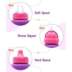 Babyhug 3 in 1 Anti Colic Nipple Spout and Straw Sipper Pink - 270 ml