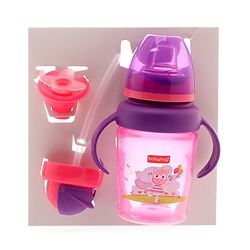 Babyhug 3 in 1 Anti Colic Nipple Spout and Straw Sipper Pink - 270 ml