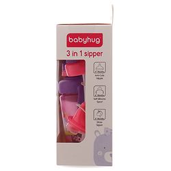 Babyhug 3 in 1 Anti Colic Nipple Spout and Straw Sipper Pink - 270 ml