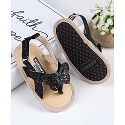 Cute Walk by Babyhug Booties with Butterfly Applique - Black