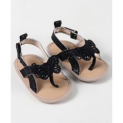 Cute Walk by Babyhug Booties with Butterfly Applique - Black