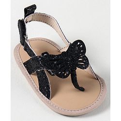 Cute Walk by Babyhug Booties with Butterfly Applique - Black