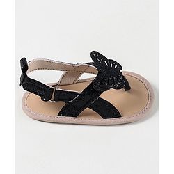 Cute Walk by Babyhug Booties with Butterfly Applique - Black