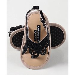 Cute Walk by Babyhug Booties with Butterfly Applique - Black