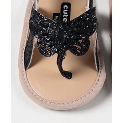Cute Walk by Babyhug Booties with Butterfly Applique - Black
