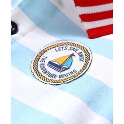 Babyhug Half Sleeves Biowashed Striped Tee - Blue