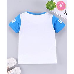 Babyhug Raglan Half Sleeves Biowashed Tee Speedway Print - Blue White