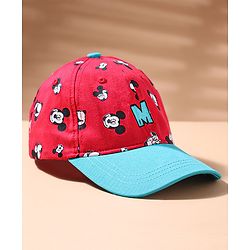 Babyhug Summer Cap Mickey Print Red - Circumference 50 cm