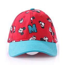 Babyhug Summer Cap Mickey Print Red - Circumference 50 cm