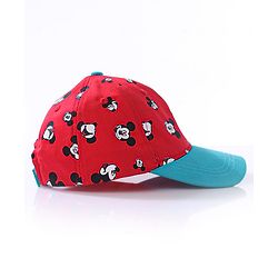 Babyhug Summer Cap Mickey Print Red - Circumference 50 cm