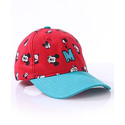 Babyhug Summer Cap Mickey Print Red - Circumference 50 cm