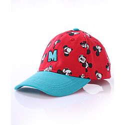 Babyhug Summer Cap Mickey Print Red - Circumference 50 cm