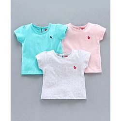 Babyhug Half Sleeves Solid Color Tee Pack of 3 - Pink