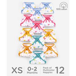 Babyhug Muslin Cloth Nappy Set of 12 Extra Small - Multicolor Whale Print