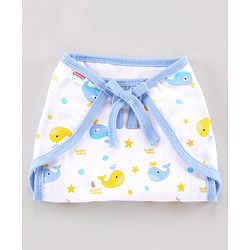 Babyhug Muslin Cloth Nappy Set of 12 Extra Small - Multicolor Whale Print