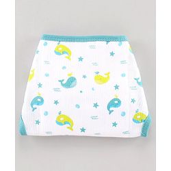 Babyhug Muslin Cloth Nappy Set of 12 Extra Small - Multicolor Whale Print