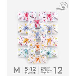 Babyhug Muslin Cloth Nappy Set of 12 Medium - Multicolor Printed