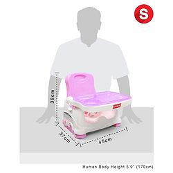 Babyhug 2 in 1 Feeding Chair & Booster Seat - Pink| Easy to Install| Safety Harness| Adjustable Double Food Tray| Durable Sturdy Material| Adjustable Height