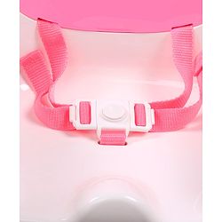 Babyhug 2 in 1 Feeding Chair & Booster Seat - Pink| Easy to Install| Safety Harness| Adjustable Double Food Tray| Durable Sturdy Material| Adjustable Height