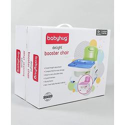 Babyhug 2 in 1 Feeding Chair & Booster Seat - Pink| Easy to Install| Safety Harness| Adjustable Double Food Tray| Durable Sturdy Material| Adjustable Height