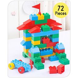 Babyhug Premium 72 Pcs Big Size Colorful Blocks| Toys Building and Construction Interlocking Jumbo Blocks with Big Building Storage Deluxe Bag | Educational and Learning Toy for Children| BIS Certified| Non-Toxic