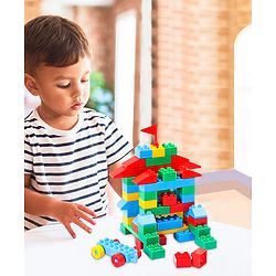 Babyhug Premium 72 Pcs Big Size Colorful Blocks| Toys Building and Construction Interlocking Jumbo Blocks with Big Building Storage Deluxe Bag | Educational and Learning Toy for Children| BIS Certified| Non-Toxic