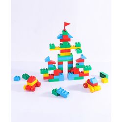 Babyhug Premium 72 Pcs Big Size Colorful Blocks| Toys Building and Construction Interlocking Jumbo Blocks with Big Building Storage Deluxe Bag | Educational and Learning Toy for Children| BIS Certified| Non-Toxic